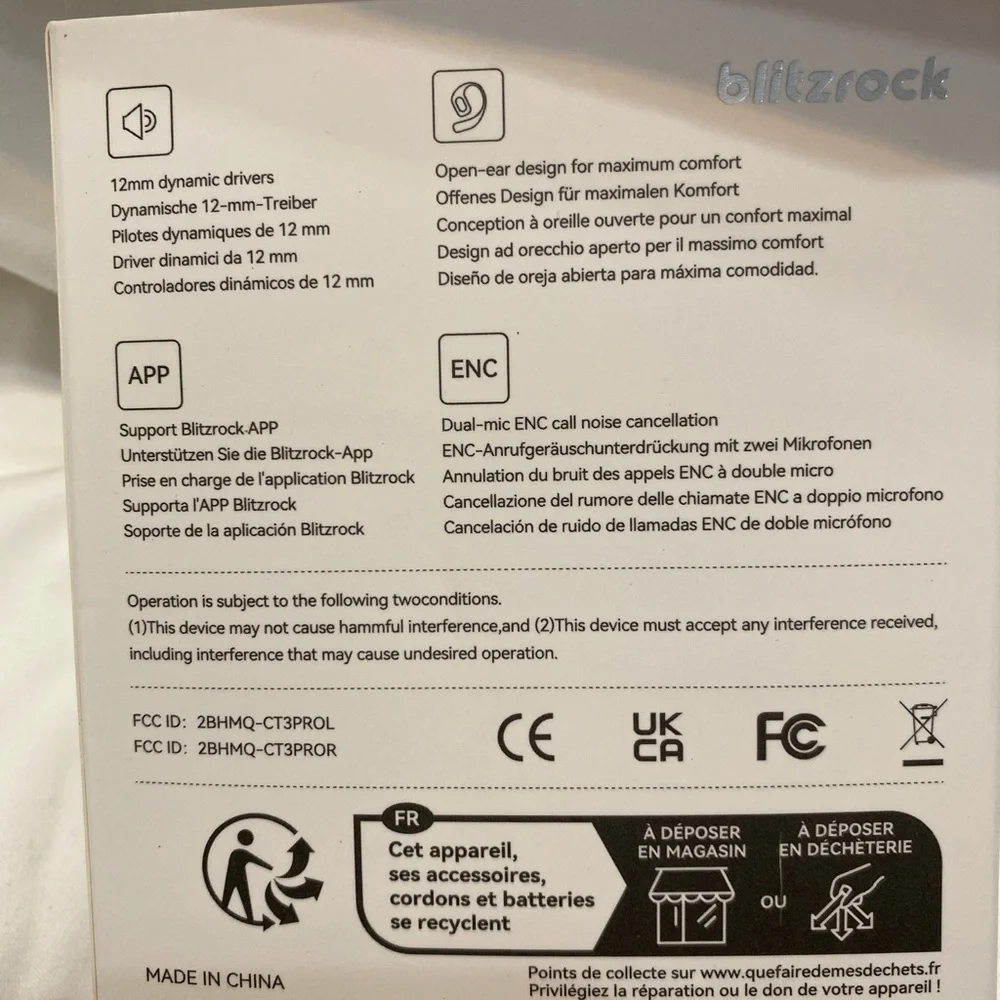 Blitzrock CT3 Pro Open-Ear Wireless Earbuds – New in Box